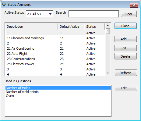 Static Answer Associations Static Answer Associations